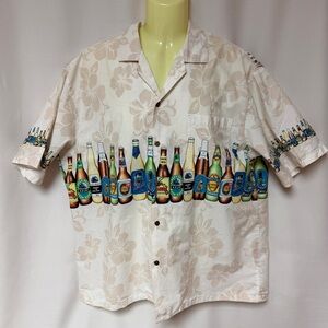 KY’s Made in Hawaii Beer Print Hawaiian Shirt XL 100% Cotton Aloha tropic Shirt
